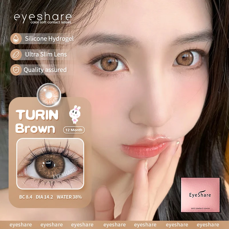 EYESHARE 1Pair Colored Contact Lenses for Eyes Natural Brown Eye Lenses Gray Pupils Blue Eye Soft Lenses Yearly Green Contacts