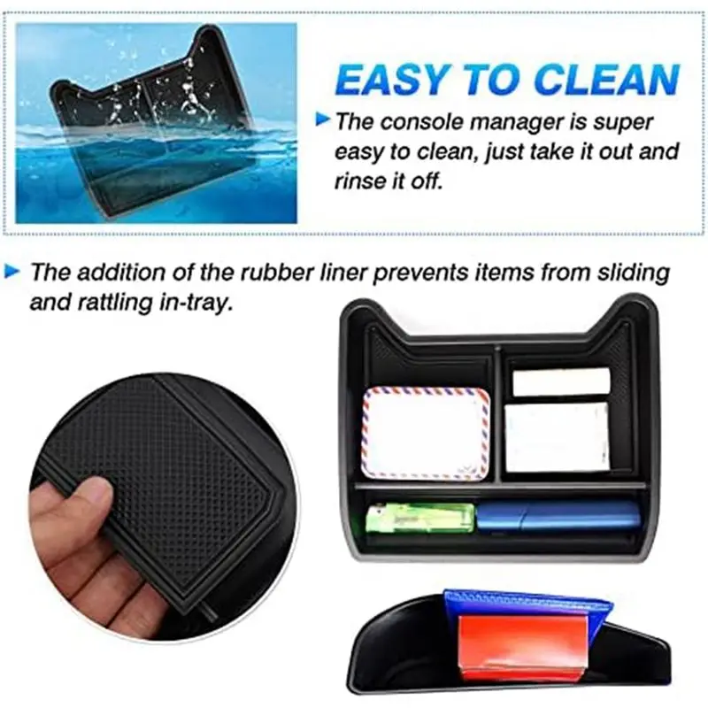 A21E-For Id.4 VW Id4 2021-2023 صندوق تخزين وحدة التحكم المركزية وحدة التحكم المركزية أسفل إدراج صينية صندوق تخزين جانبي للباب #3