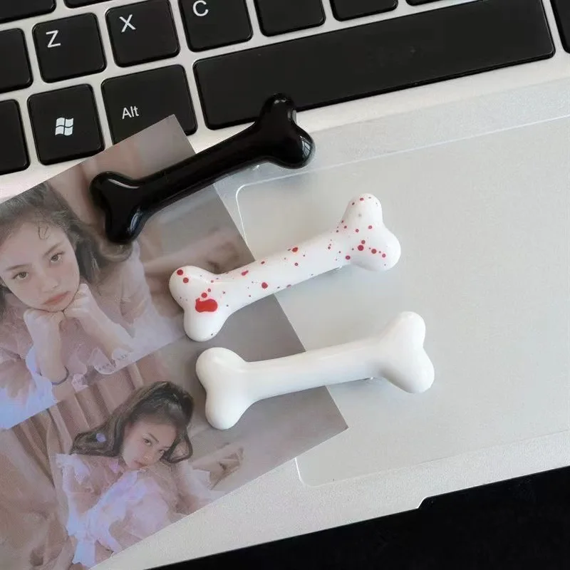 4 Peças de Grampos de Cabelo em Formato de Osso, Estilo Moderno e Adorável para Mulheres e Meninas, Presilhas de Cabelo com Osso de Cachorro Vibrante,