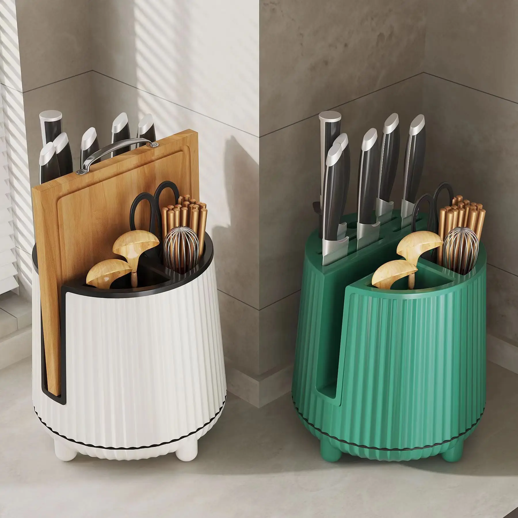 

Kitchen Shelf Multifunctional Storage Rack Knife Cutting Board Rack Household Kitchenware Storage Artifact No punching move