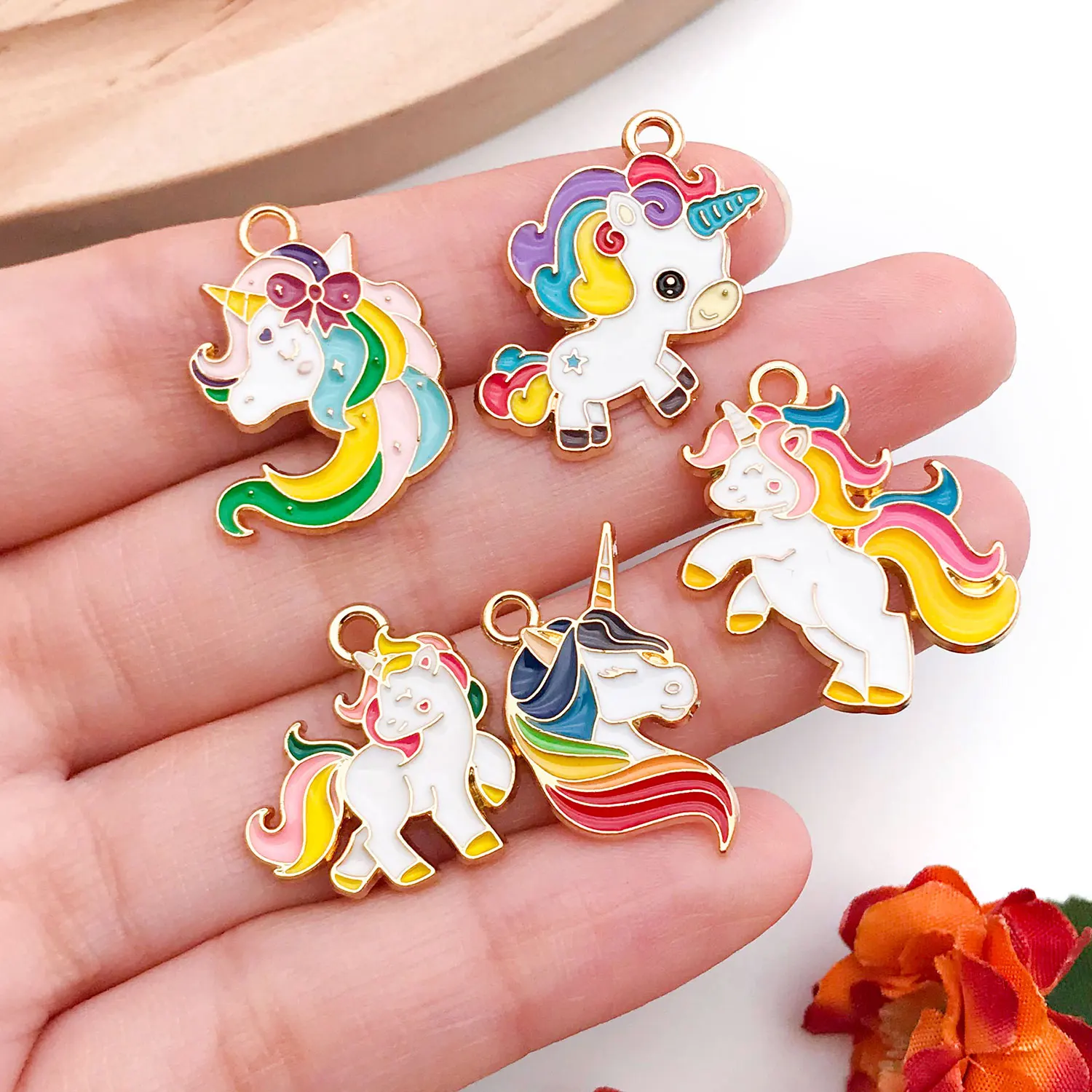 5/10pcs Magical Unicorn Pendants - Fantasy-Themed Resin Charms for DIY Earrings, Bracelets & Keychains