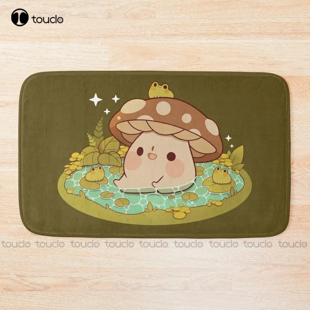 Cute Mushroom In A Frog Pond Bath Mat Bathroom Rug For Bath Room