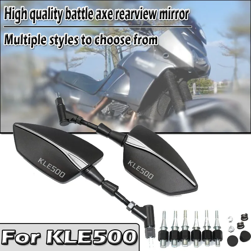 

For KLE500 KLE 500 1991-2007 8/10mm New High Quality Universal Motorcycle Tomahawk Rear View Mirror LOGO KLE500