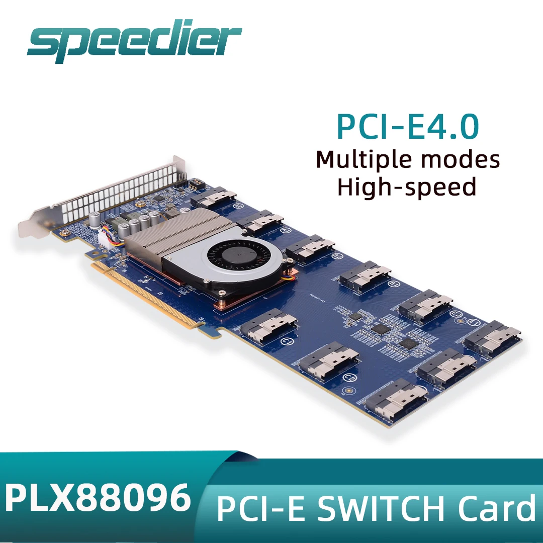 

PLX88096 Expansion Card SWITCH Required X16 SFF-8654 Riser 10 Ports To 5 PCIE 4.0 X16 /10x PCIE 4.0 X8 Connect U.2 Hard Drives
