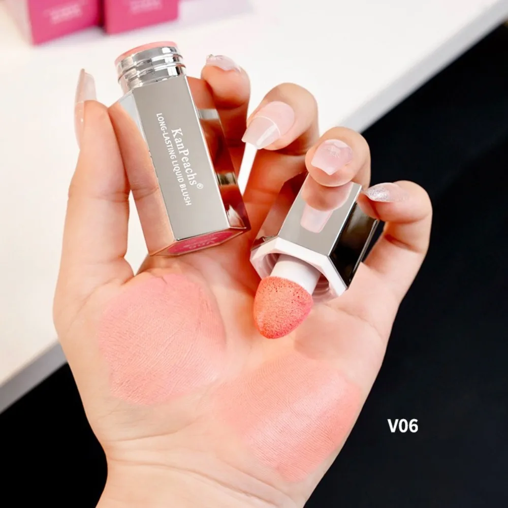 Nuevo colorete líquido multifunción, maquillaje de colorete resistente al agua de larga duración con punta de esponja, colorete líquido para mejillas, crema, cosméticos de maquillaje