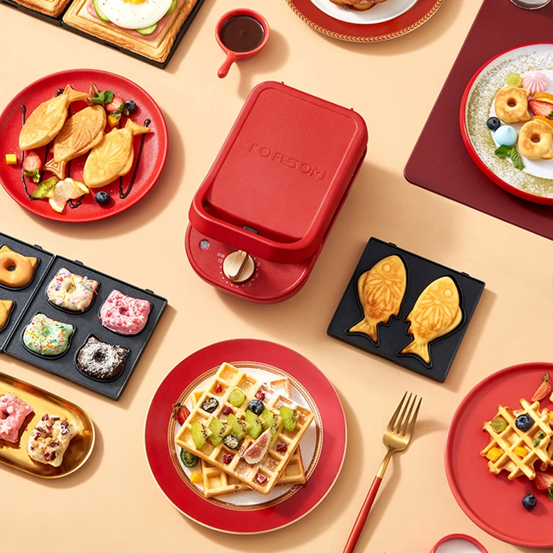 650 واط صانع الساندوتشات الكهربائية صانع الوافل محمصة الخبز متعددة الوظائف آلة الإفطار تاكوياكي الكعك ساندويتشيرا 220 فولت