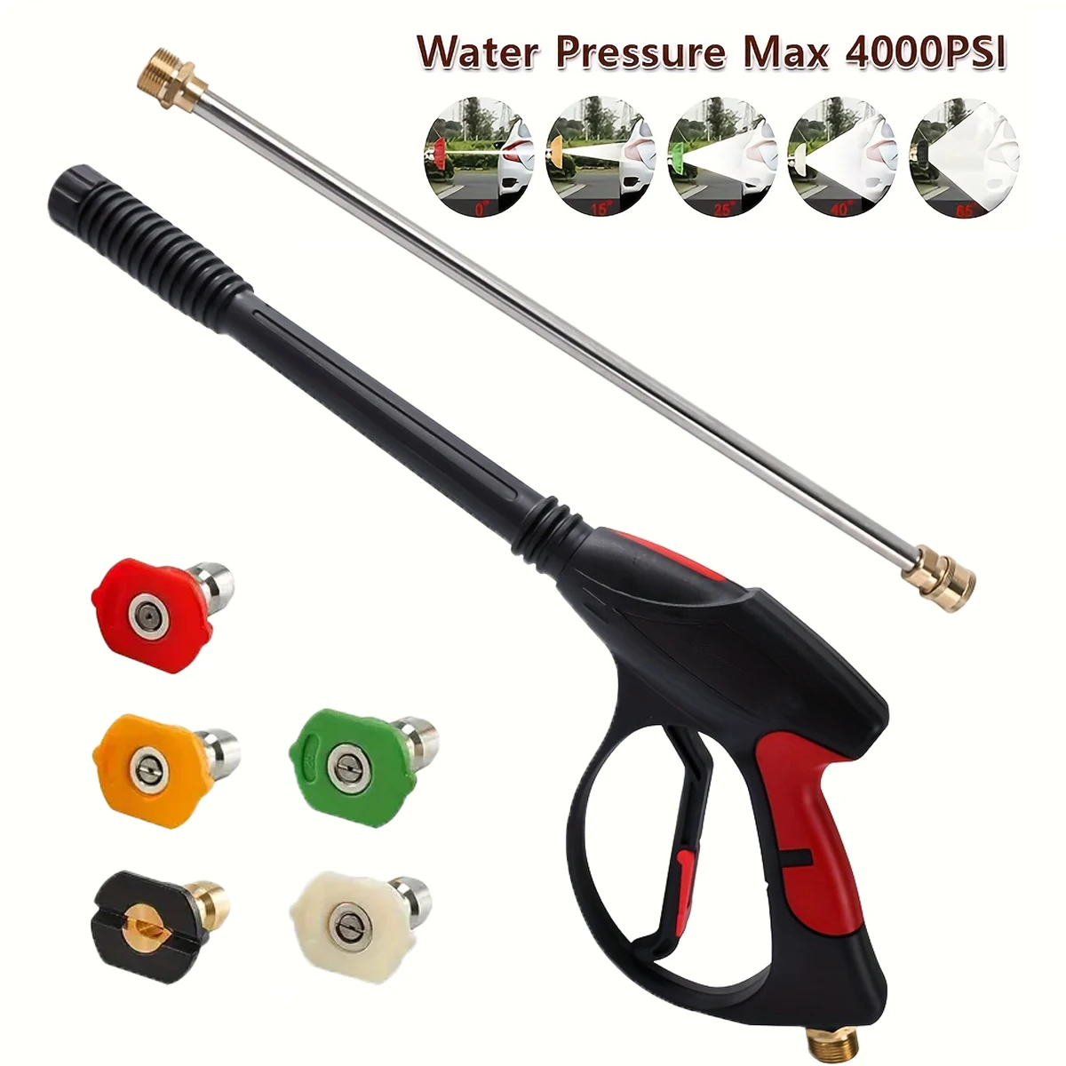4000PSI High Pressure Car Wash Gun 40-inch with M22-14 Brass Valve & 1/4