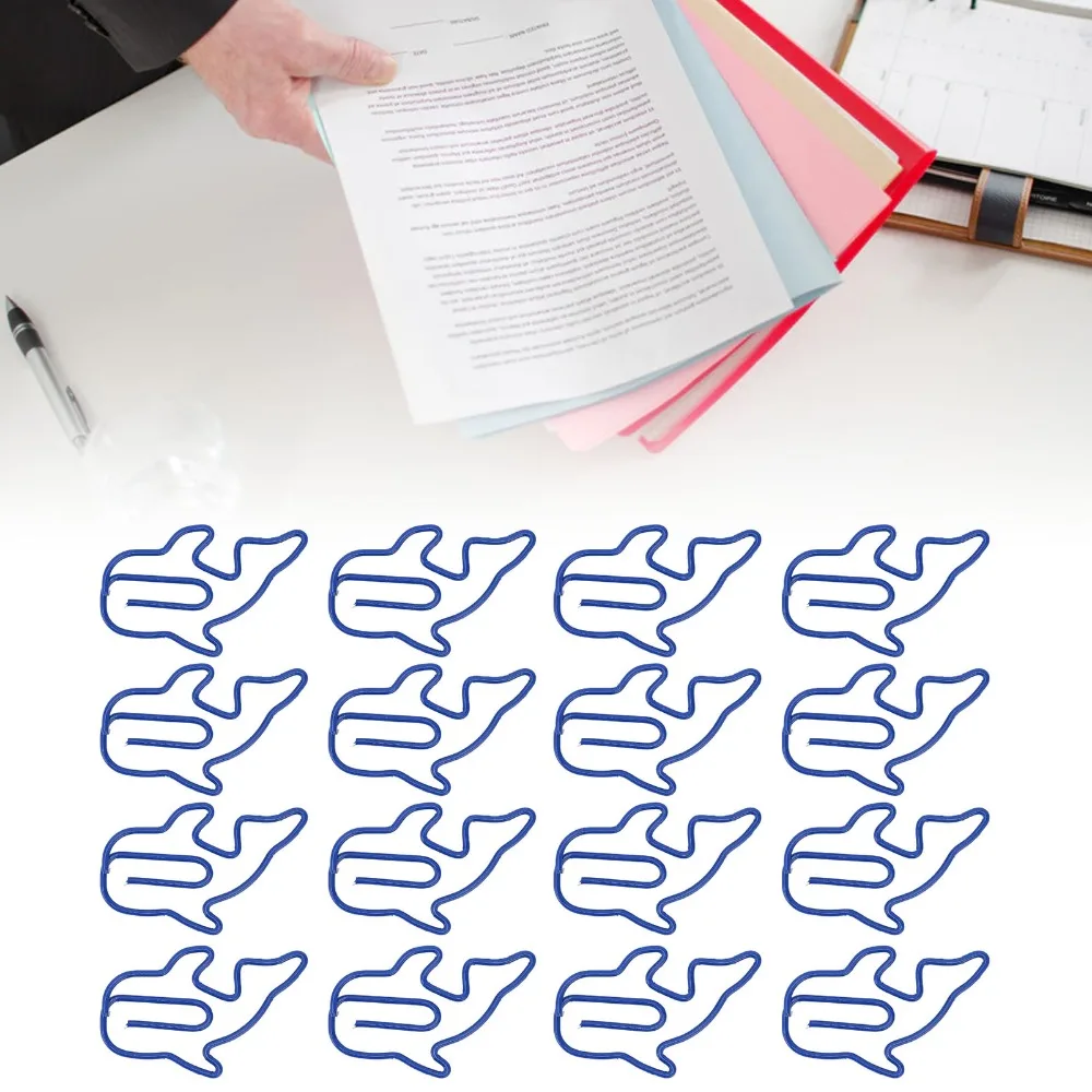 

100Pcs Whale Shaped Cute Shaped Office Paper Clips Dark Blue Plastic-coated Metal Cute Office Paper Clips Lightweight 3.1*2.3cm