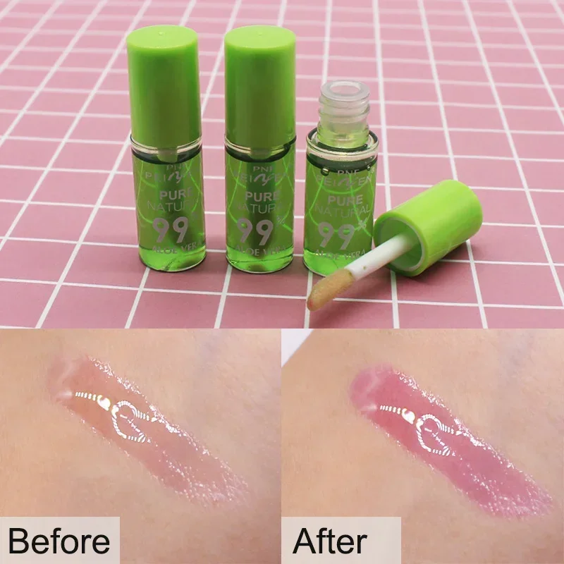 Moisturizing Aloe Lip Gloss Transparent Color Changing Lipstick Waterproof Long Lasting Reduce Lip Lines Lips Care Cosmetics