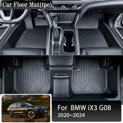Car Floor Mats For BMW iX3 G08 2020 2021 2022 2023 2024 Waterproof Foot Pads TPE Boot TPE Mats LHD Carpets Rugs Auto Accessories