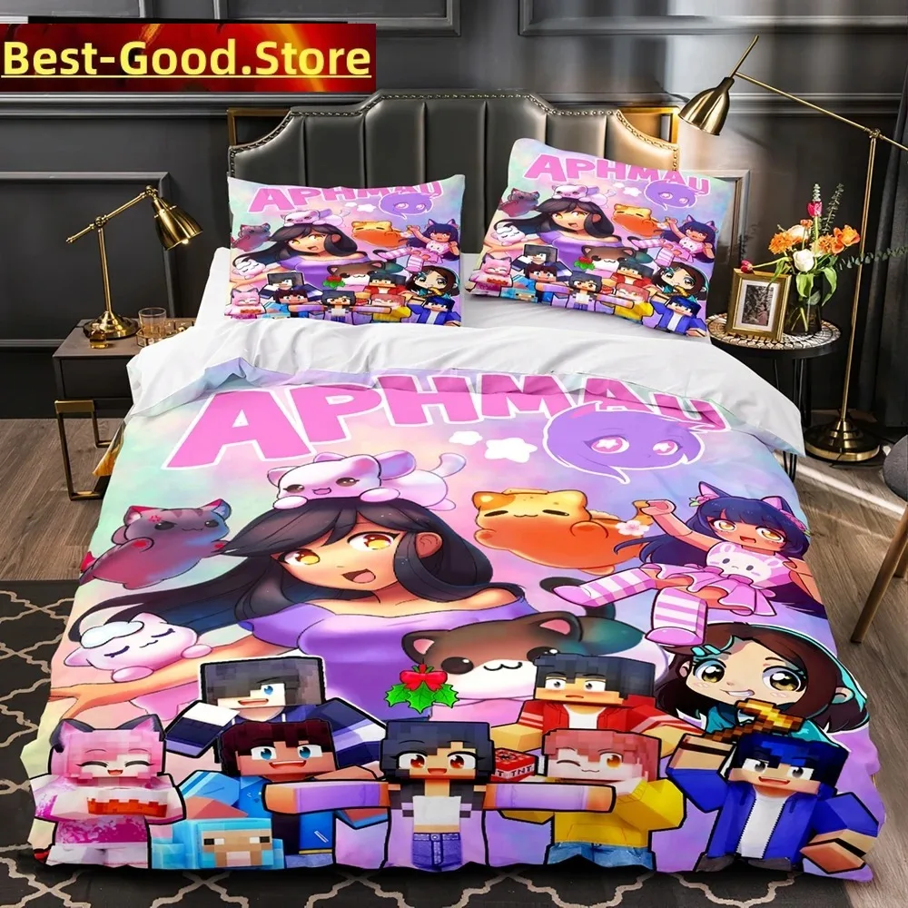 

APHMAU Bedding Set Single Twin Full Queen King Size Kawaii Aphmau Bed Set Aldult Kid Bedroom Duvetcover Sets 3D Print Anime Bed