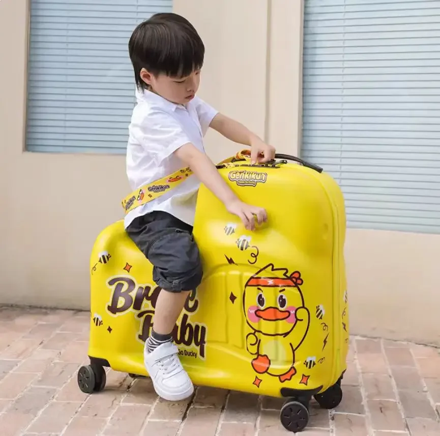 Cartoon Suitcase Kids Sit to Ride on Trolley Luggage Travel Bags 20/24 inch Children\'s Suitcase on Wheels Gift Rolling Suitcases