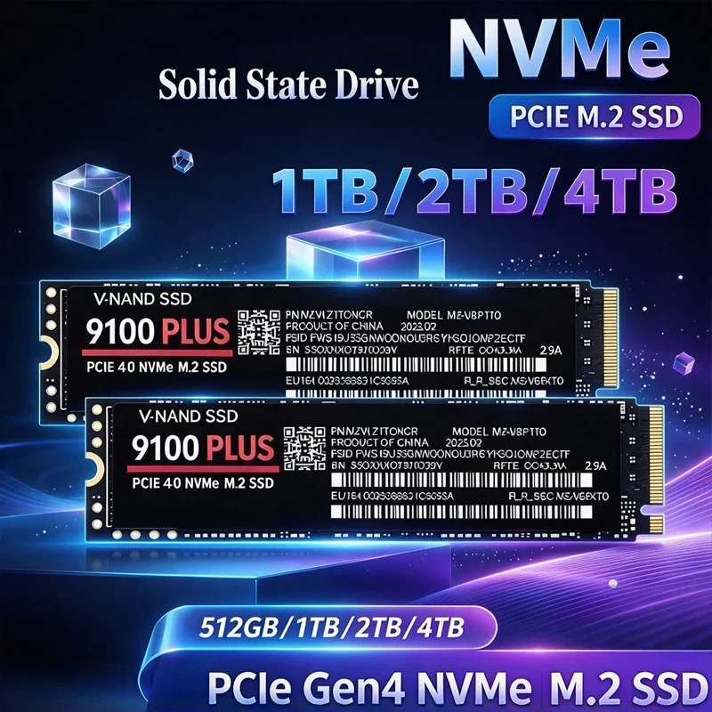 M.2 NVMe SSD 9100 PLUS PCIe Gen4.0  TLC 3D NAND 500GB 1TB 2TB 4TB 2280 Internal Solid State Drive for PC Laptop