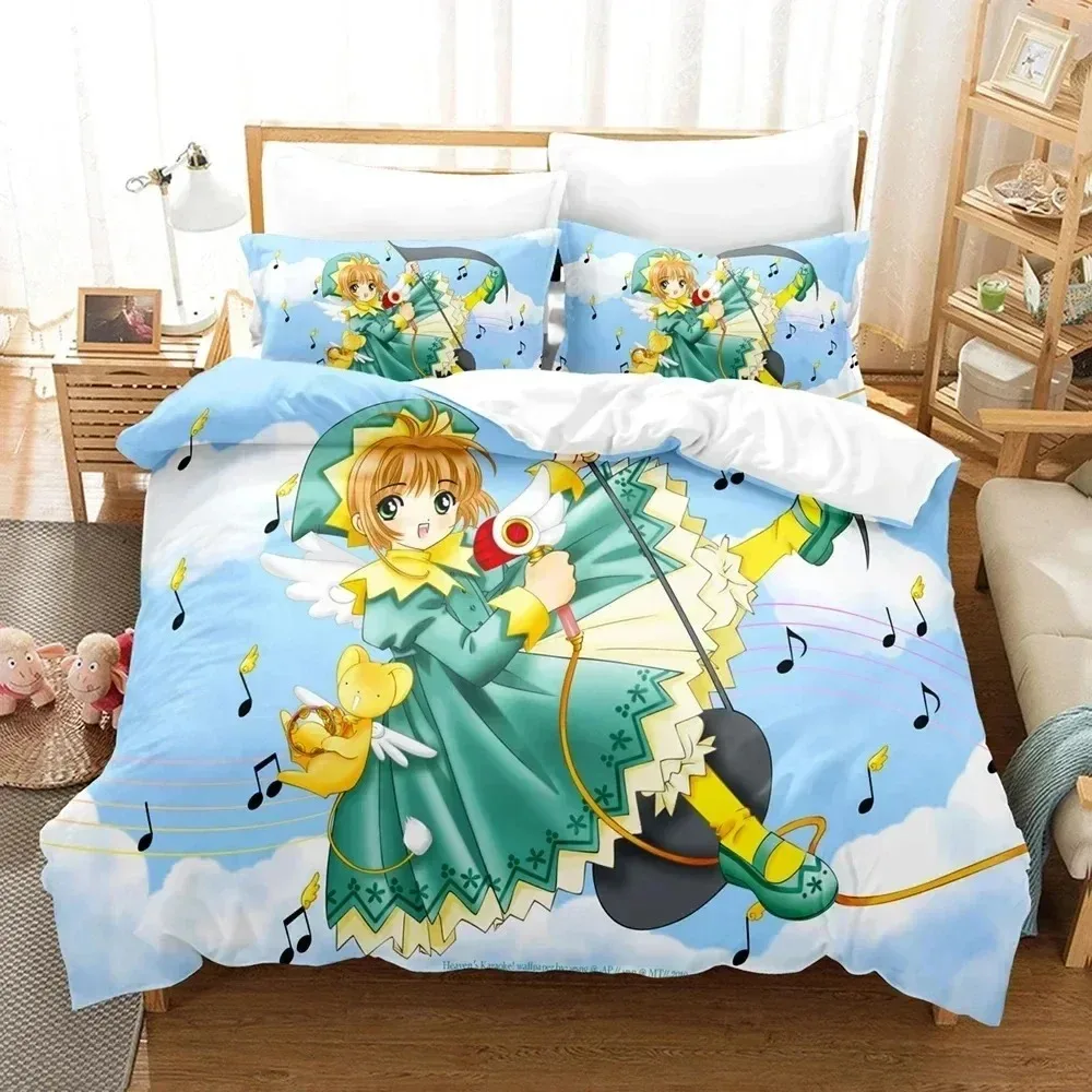 

3D Print Anime Card Captor Sakura Bedding Set Boys Girls Twin Queen Size Duvet Cover Pillowcase Bed Kids Adult Home Textile