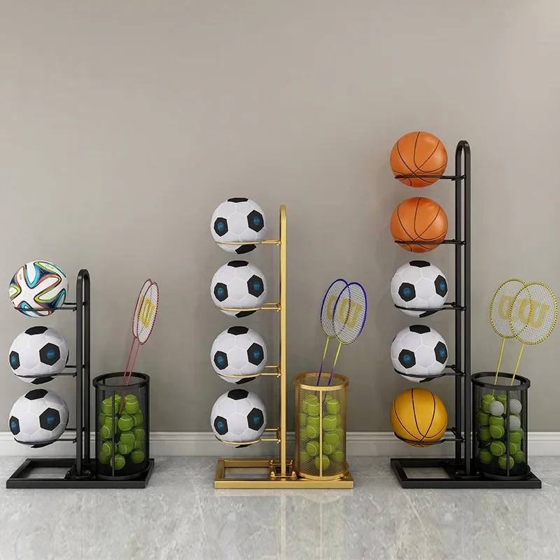 

Multi-Layer Iron Storage Rack for Household Kids' Toy Ball Table Tennis Badminton Racket Basketball Floor-Standing Storage