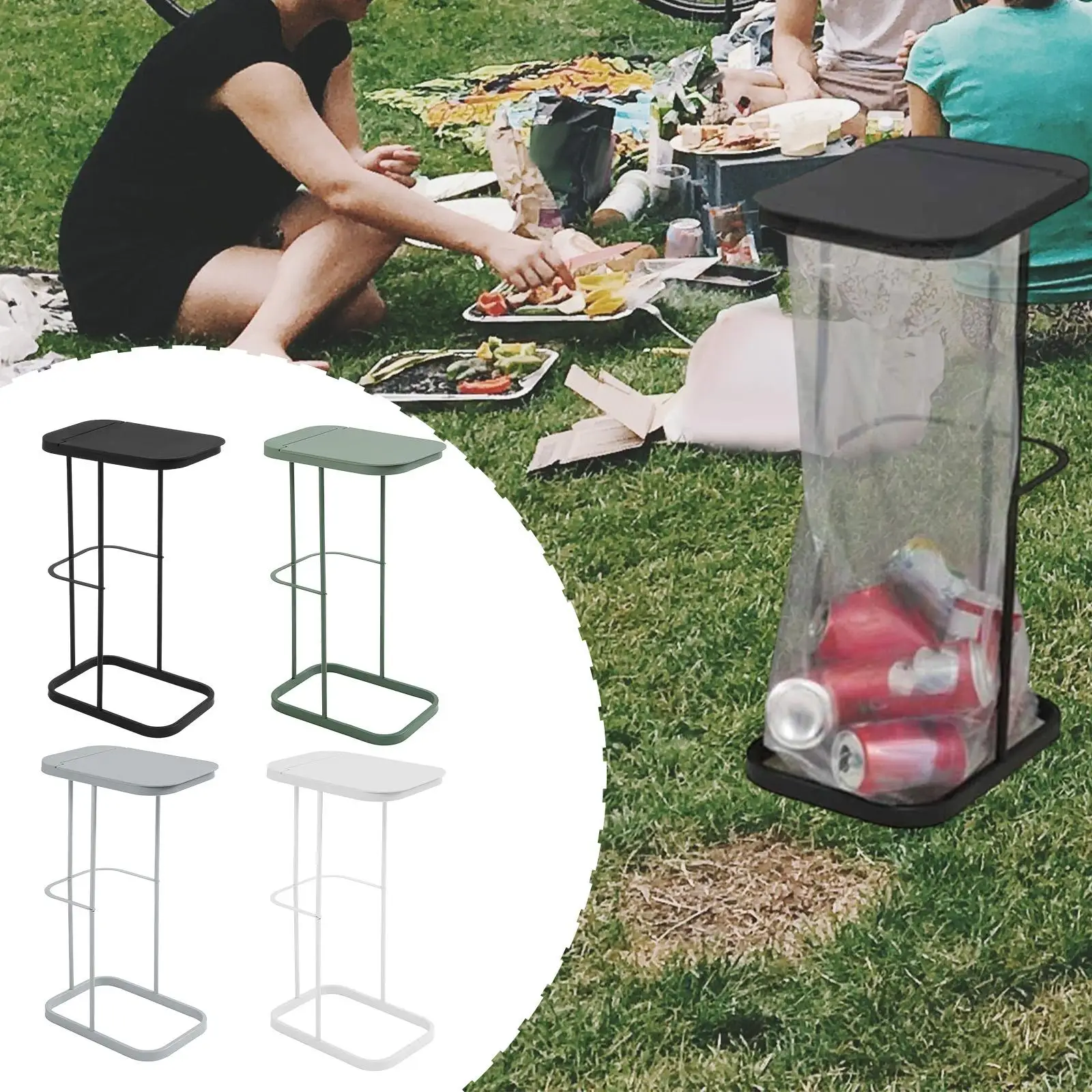 Trash Bag Holder Organizer Minimalist Flip Lid Decorative Outdoor Waste Bin for Laundry Home Use Outdoor Party Leaves