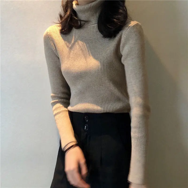 

2025 Women Turtleneck Sweater Knitted Soft Pullovers Versatile Jumpers Basic Solid Soft Sweaters Women Autumn Winter Casual Top