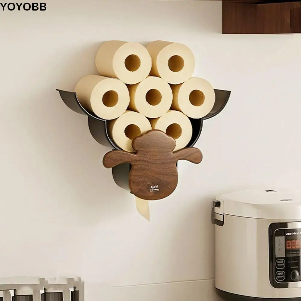 Portarrollos de papel higiénico de oveja de plástico para colgar en la pared, 12 rollos de soporte para papel de cocina, estante de almacenamiento de pañuelos que ahorra espacio