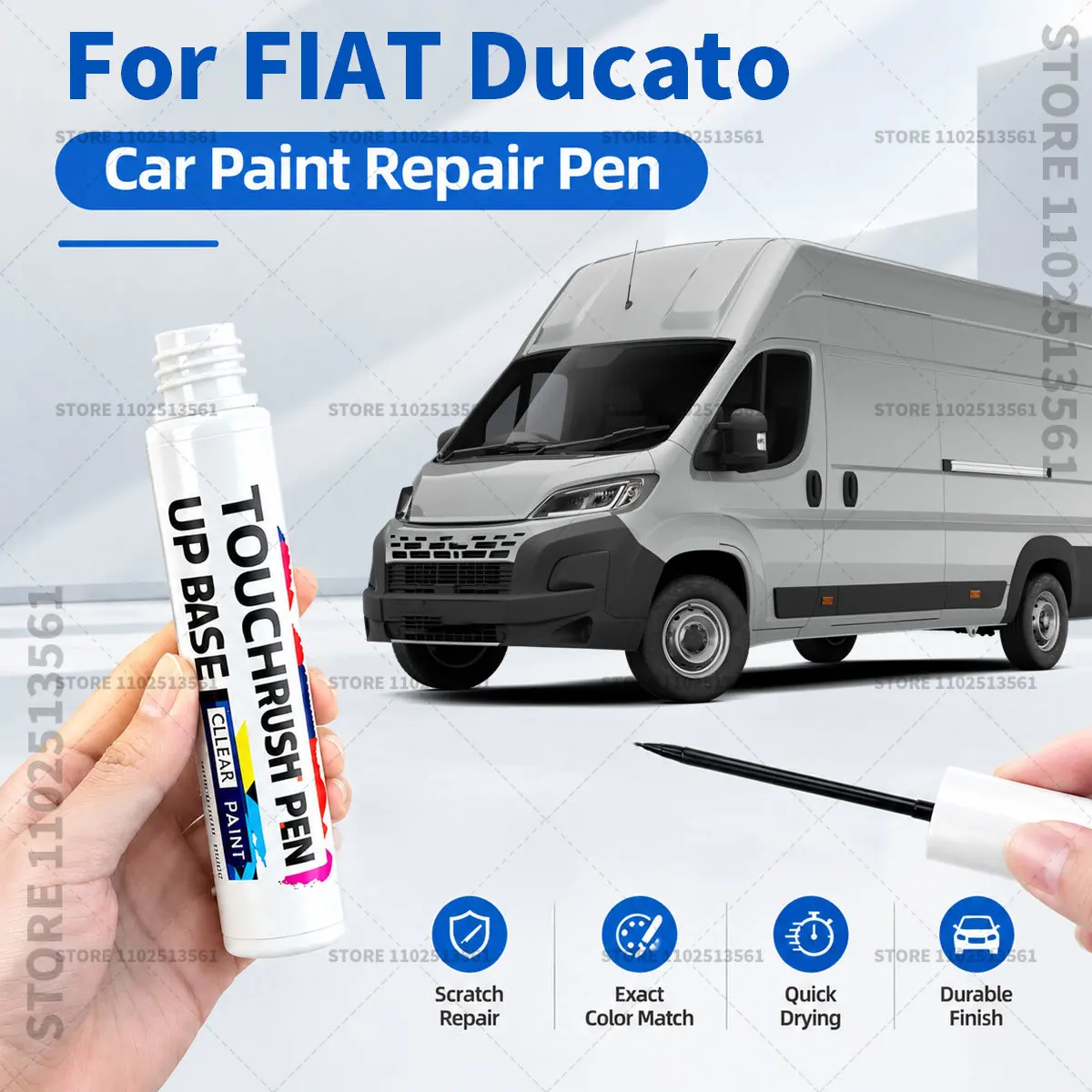 For FIAT Ducato White Automotive Touch Up Paint Pen Scratch Repair Marker for Car Body Bumper Door Paint Restoration Accessories