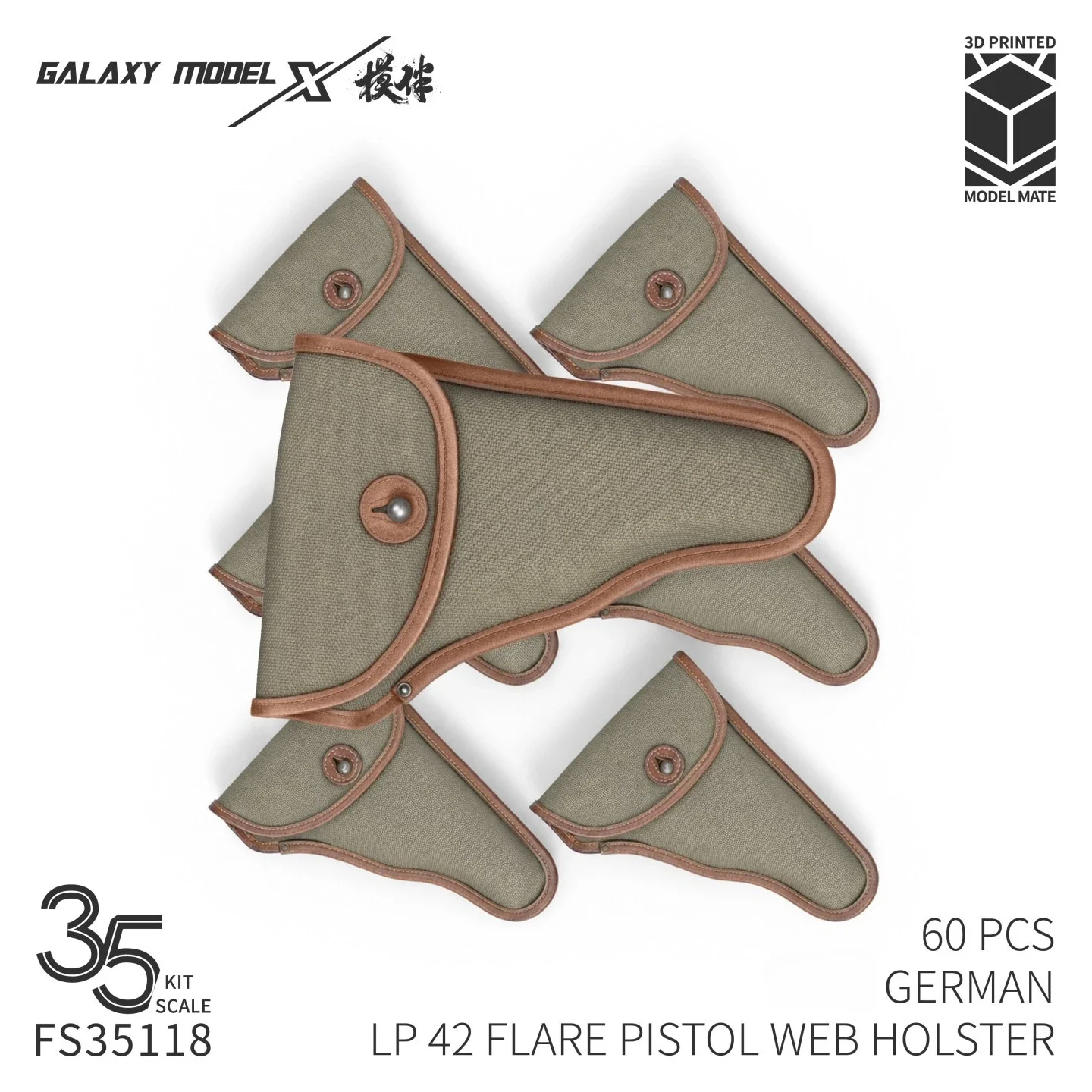 Galaxy FS35118 1/35 German Leuchtpistole 42 Canvas Holster 3D Printed Resin Detail Part for Military Diorama Hobby Craft