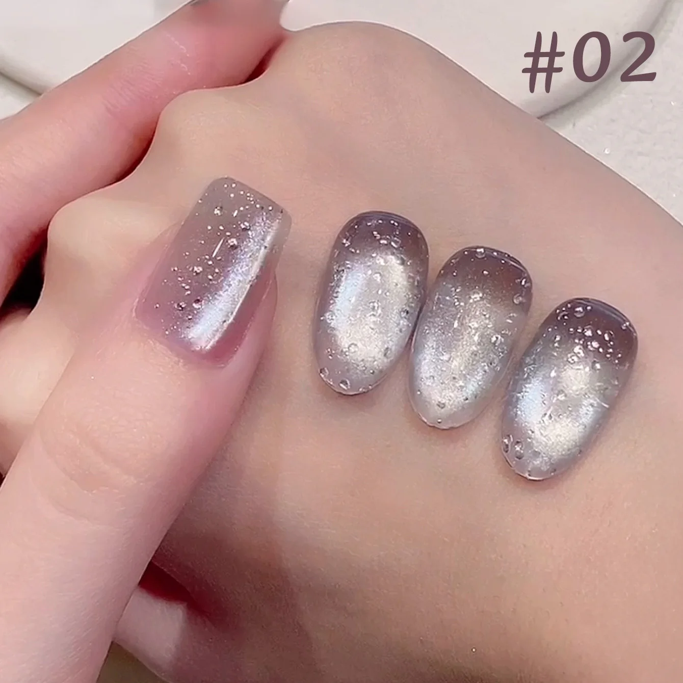 1 Stück WS Herbst Winter High-Density Sparkling Blue White Glass Bead Cat's Eye Gel Nagellack 2025 Y2K Nägel Super Flash Nail Art