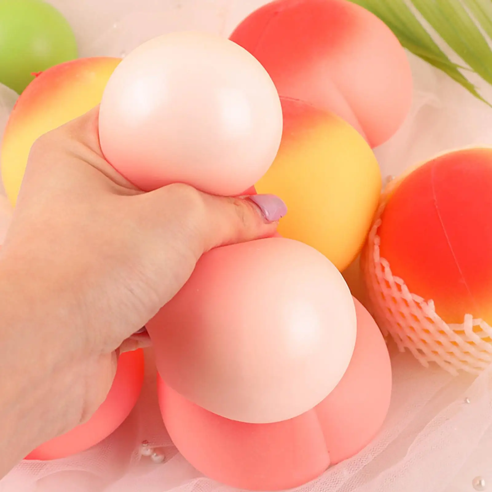 Pfirsich-Squishy-Stressball, tragbar, dehnbar, schöne Squishy-Spielzeuge, sensorische Fidget-Spielzeuge für Geburtstag, Feiertage, Frühlingsparty, Geschenke