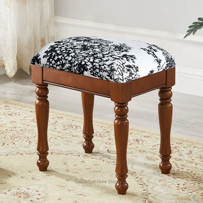 Soft Upholstered Vanity Stool for Dressing Table, Fabric Shoe Bench for Entryway, Leather Seat Stool for Guzheng Piano Home