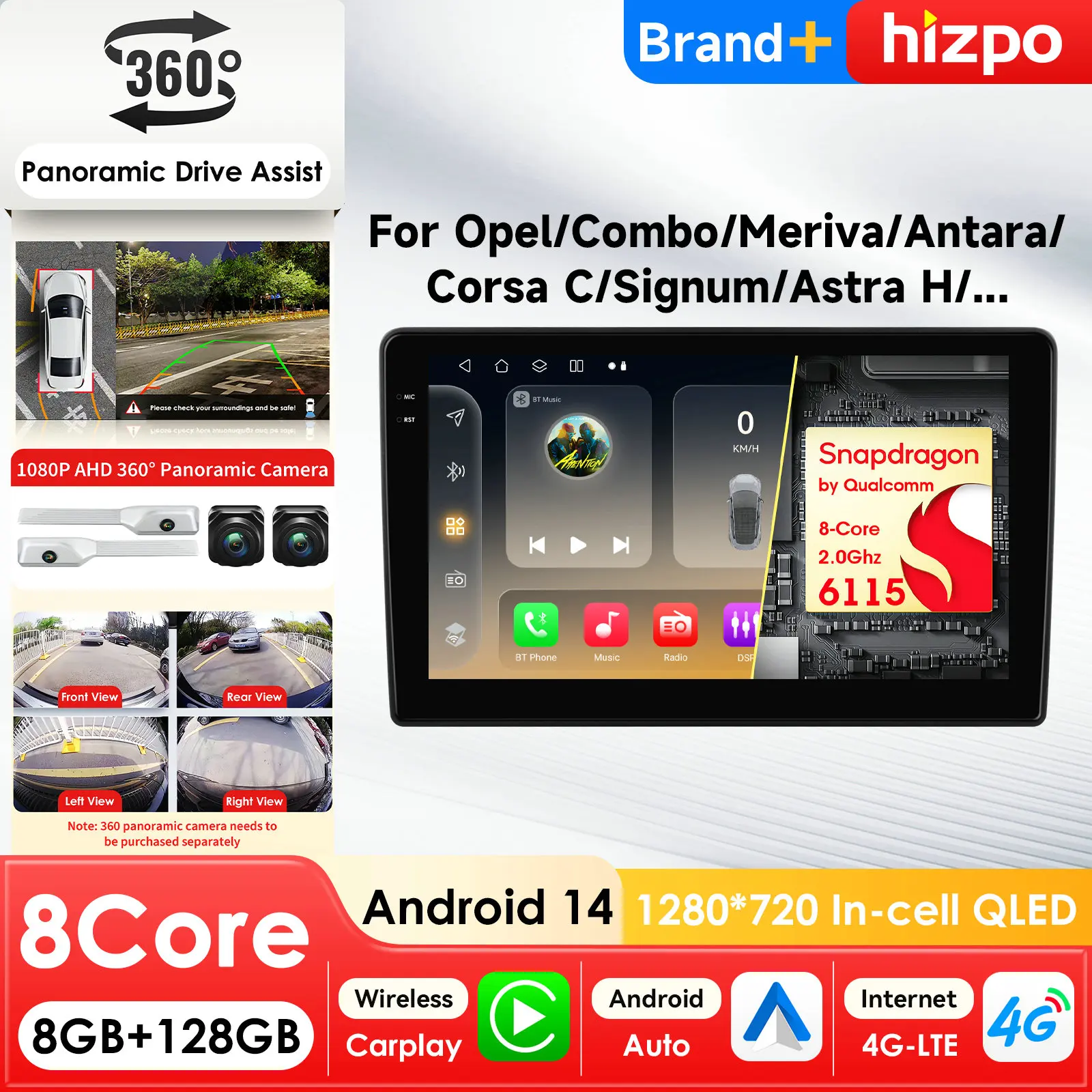 

Интеллектуальный автомобильный мультимедийный плеер на Android с ИИ для Opel Astra 2004, Zafira, Corsa, Antara, Vectra, Vivaro, GPS, Carplay, 4G, Стерео