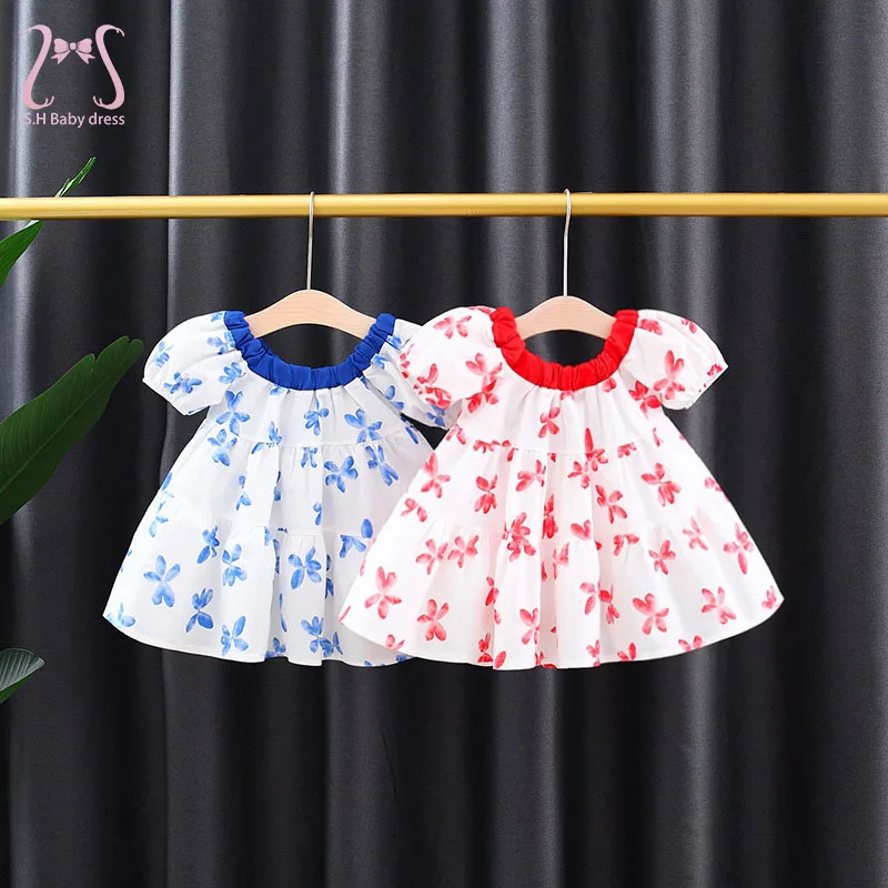 Baby Girl Floral Dress Loose Puff Sleeves Children Fashion Clothes Breathable Cotton 0 To 3 Years Old Kids Toddler