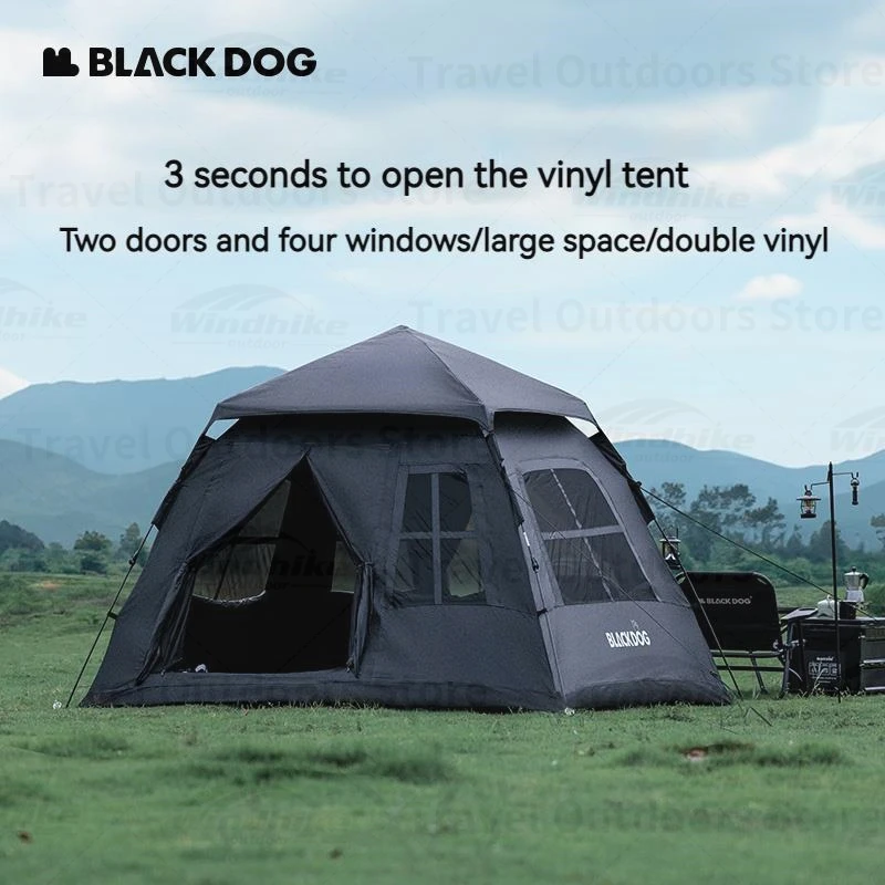 Naturehike BLACKDOG Automatic Tent Black Coating Two Doors Four