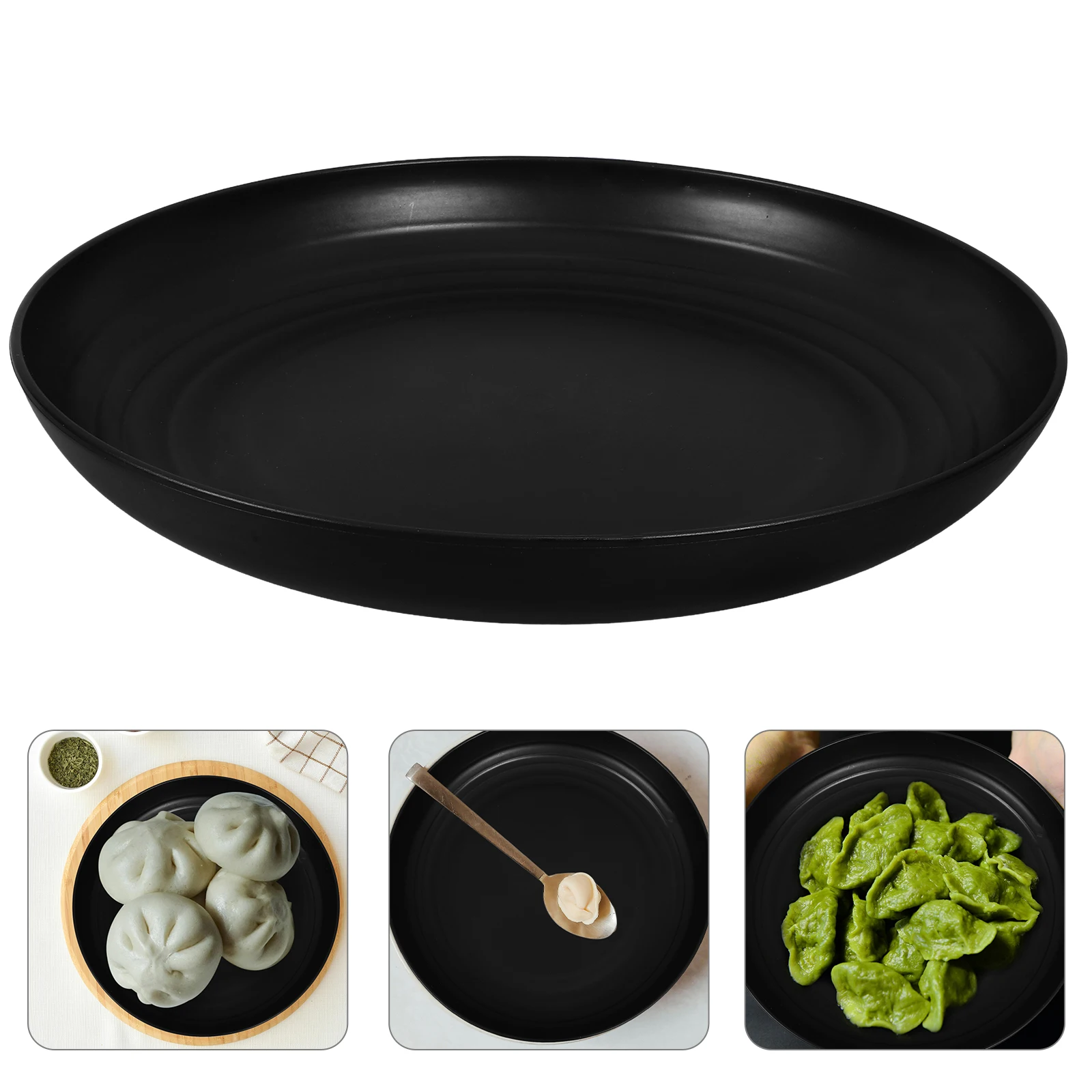 

8 Pcs 9 Inch Lightweight Dinner Plates Reusable Unbreakable Black PP Material Food Serving Snack Plates Easy Clean Store Kitchen
