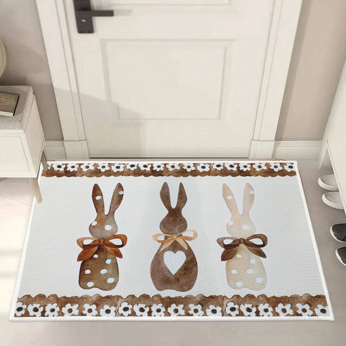 Spring Easter Doormat Happy Easter Cute Rabbit Egg Print Outdoor Entrance Bathroom Carpet Floor Mat Easter Home Decoration