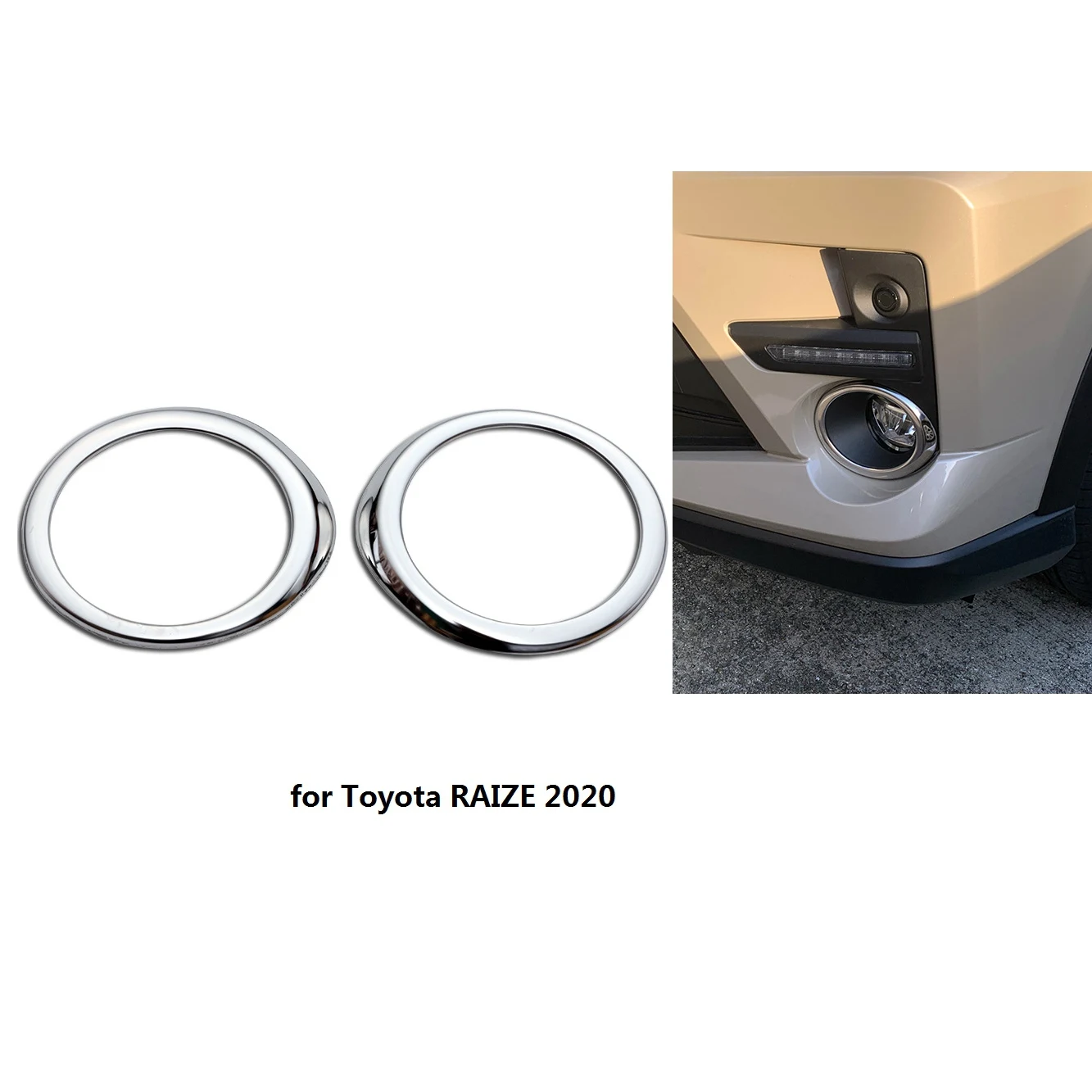 for Toyota Raize A200A/210A Stainless Steel Car Front Fog Lamp Cover Protectors Trim Turn Signal Ring Frame