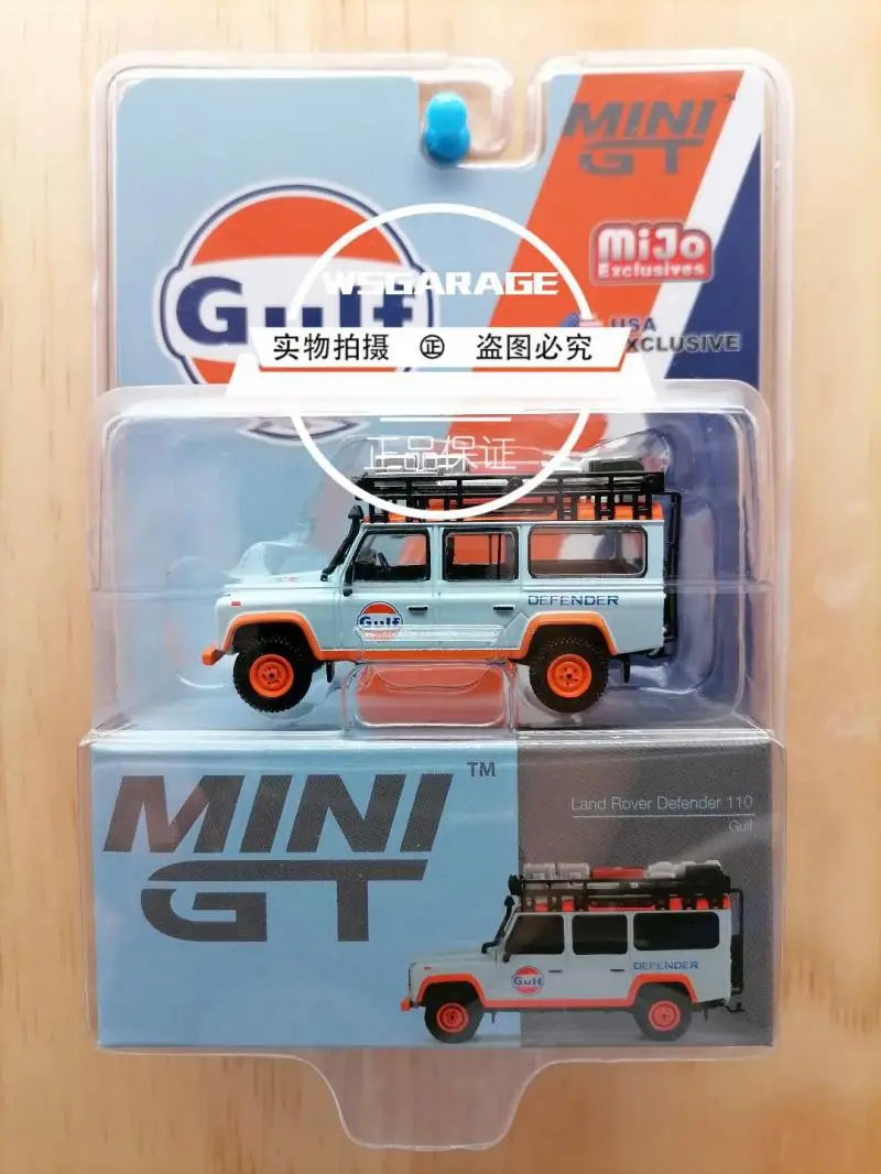 Mini GT 1:64 Land Rover Defender 110 Camel Trophy 90 captador Coleção de ornamentos de modelo de carro em liga fundida