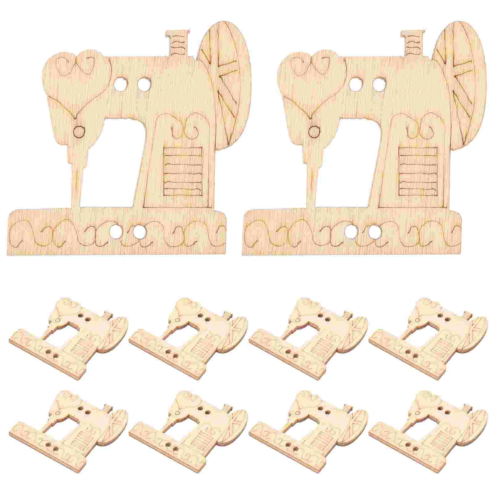 

10 Pcs Sewing Machine Wood Chips Needles DIY Graffiti Unfinished Cutout Personality Painting Toy Wooden Craft Slices Shape Toys