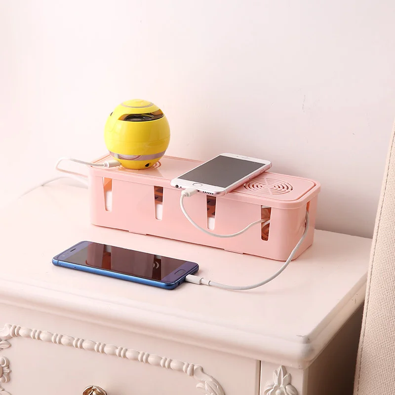 Power Strip Storage Boxes Socket Bar Charge Cable Case Desktop Extension Cord Board Bin Holder Home Office Organizer Boxes