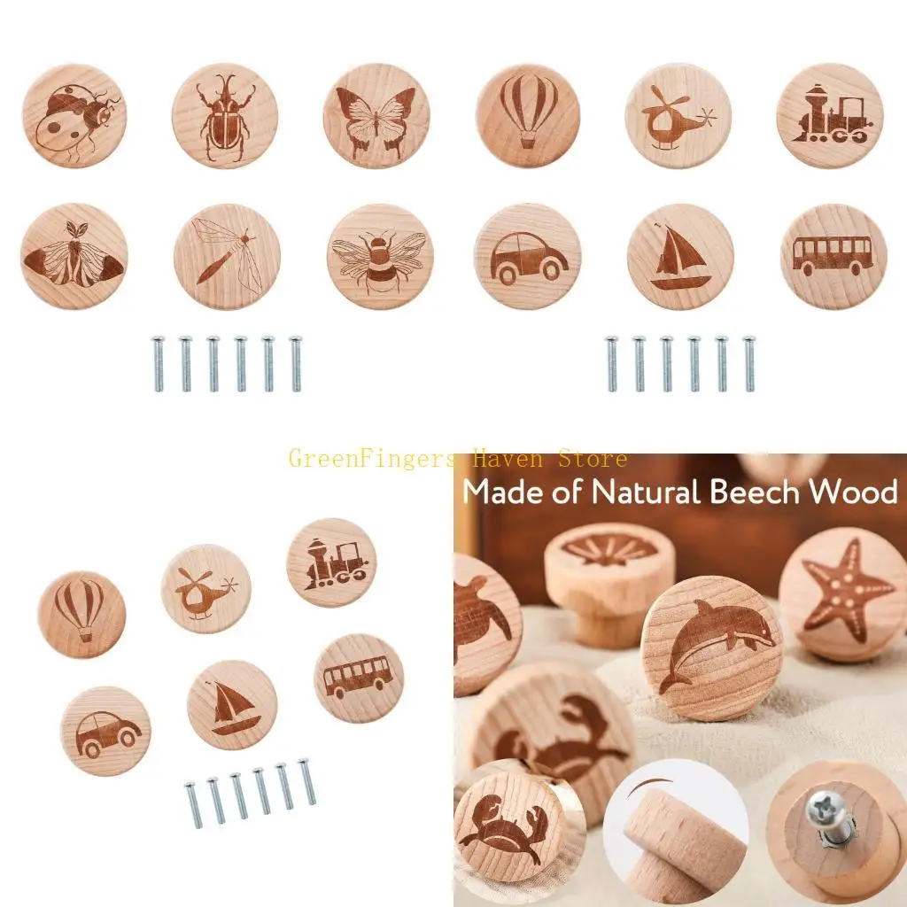 F68D Animal Print Drawer Handles Cartoon Single Hole Drawer Pulls For Kitchen