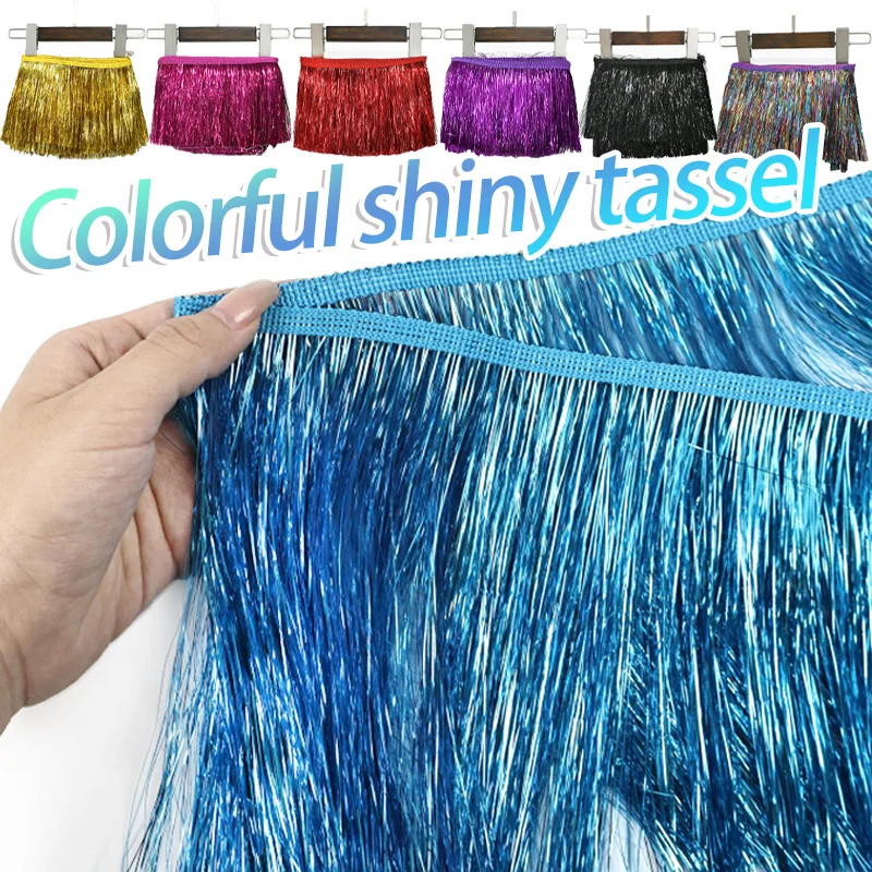 

5Meters 10/15/20cm Shiny Tassel Fringes for Sewing Clothes Lace Trim Latin Dress Christmas Decoration Fringe Tassels Accessories