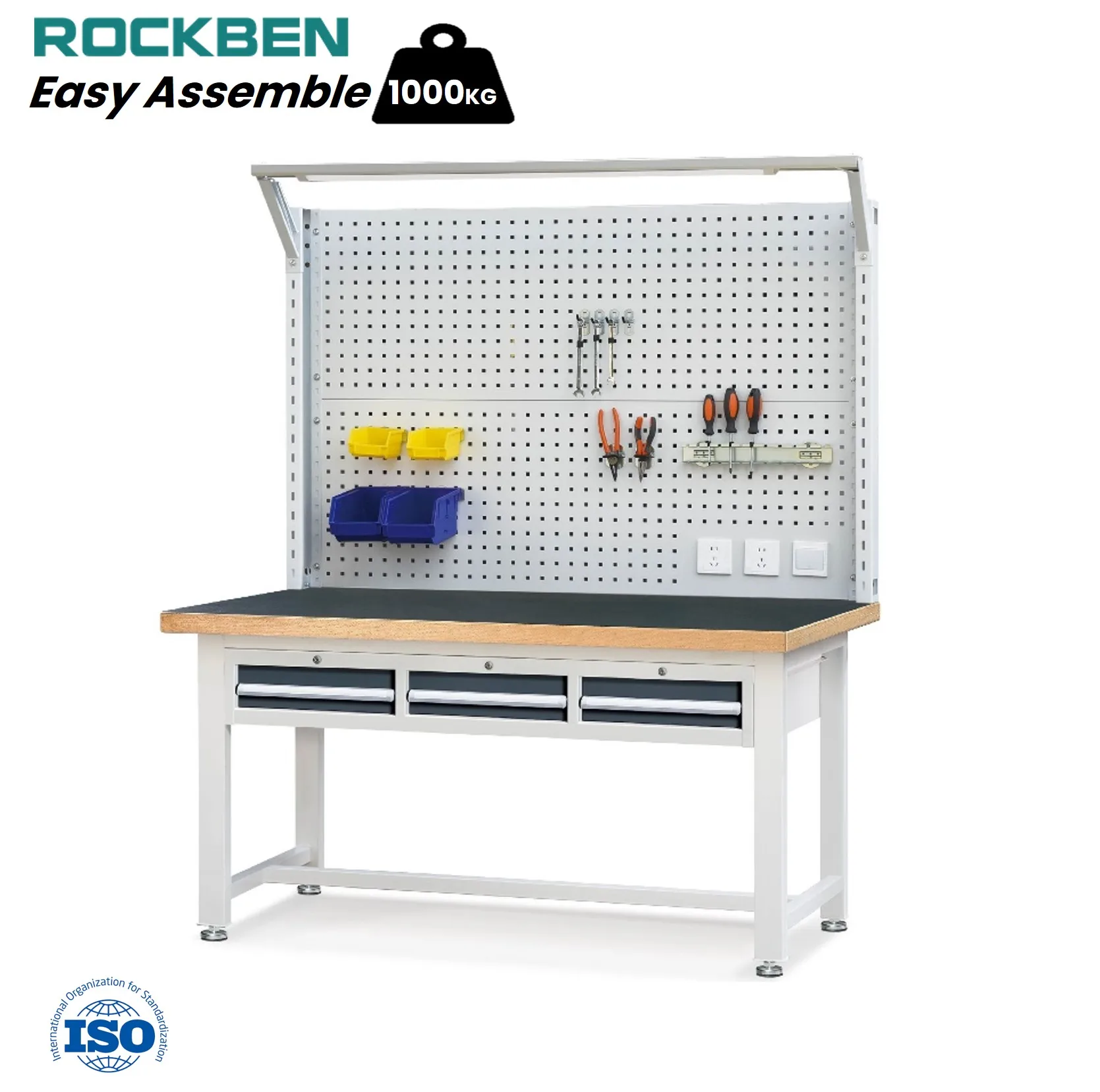 

Superior Craftsmanship 3 Drawer Wear Resistant Desktop Heavy Workshop Workbench Used with Pegboard