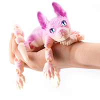 3D Printed Sphynx Cat Animal Toy Realistic Hairless Figurine Cat Fidget Toy For Cat Lover Collector Home Decoration