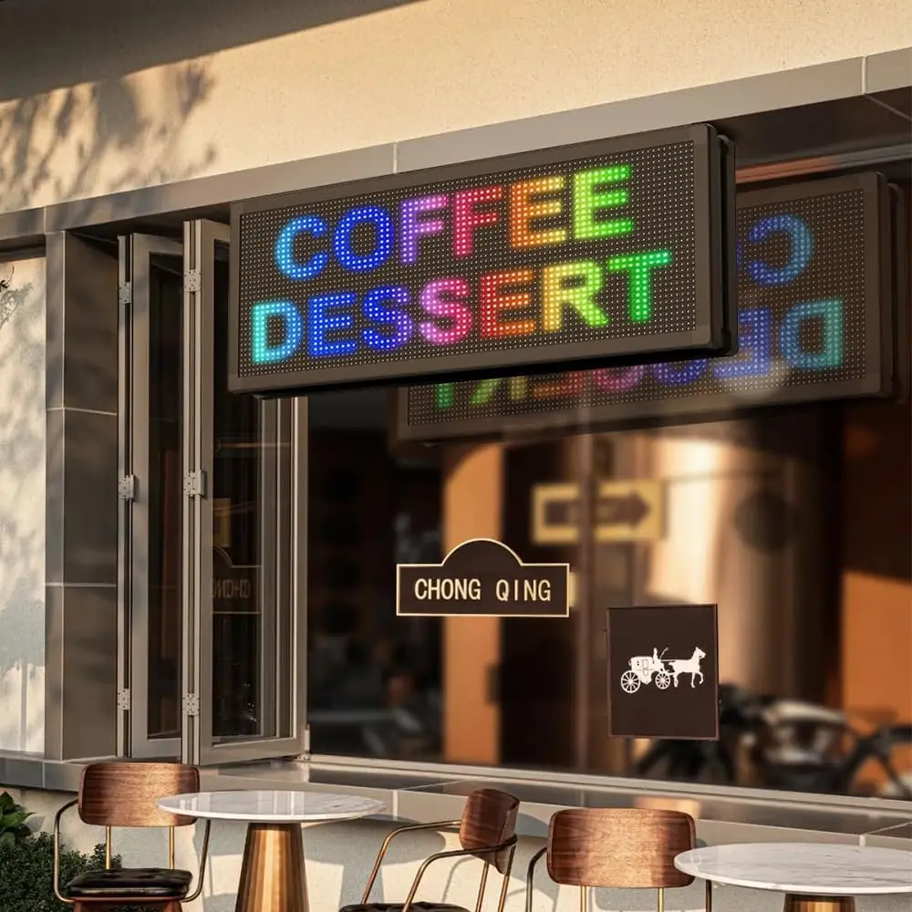 P10 Outdoor-Vollfarb-programmierbare doppelseitige LED-Schilder 40" x 15" mit programmierbarer WIFI-Scroll-LED-Werbedisplay