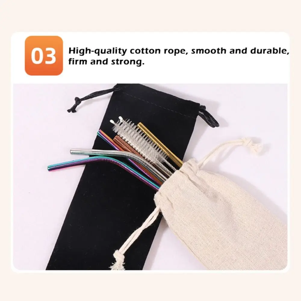 High Quality Cotton Linen Drawstring Pocket Dustproof Drawstring Pouch Straw Storage Bag Home