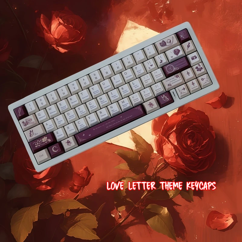 

Колпачки для клавиш с тематикой любовного письма, полная пятисторонняя термосублимация, высота вишни, полный набор, 139 клавиш, эргономичная коробка с плавным прикосновением