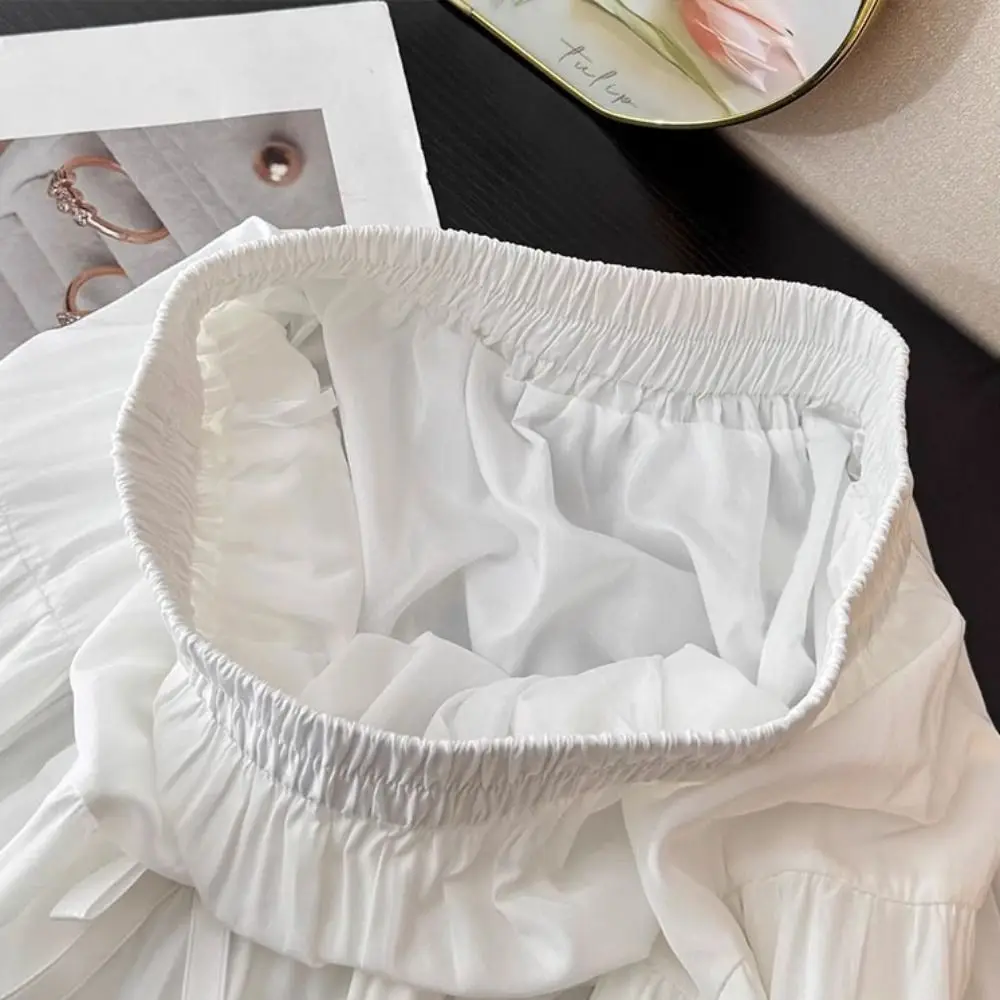 Bowknot المتدرج ميدي تنورة عالية الخصر مطوي كعكة طويلة ألف خط التنانير كوريا نمط بلون سبع نقاط فستان طويل كوريا نمط