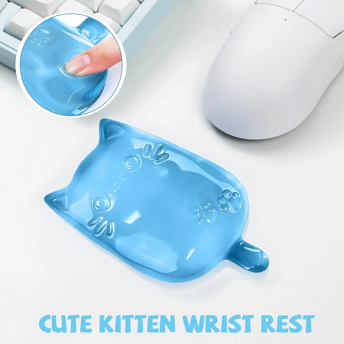 Mouse Wrist Rest Support Pad Cute Cat Soft Silicone Transparent Wrist Mouse Pad Set Wrist Support Ergonomic Non-Slip for Compute
