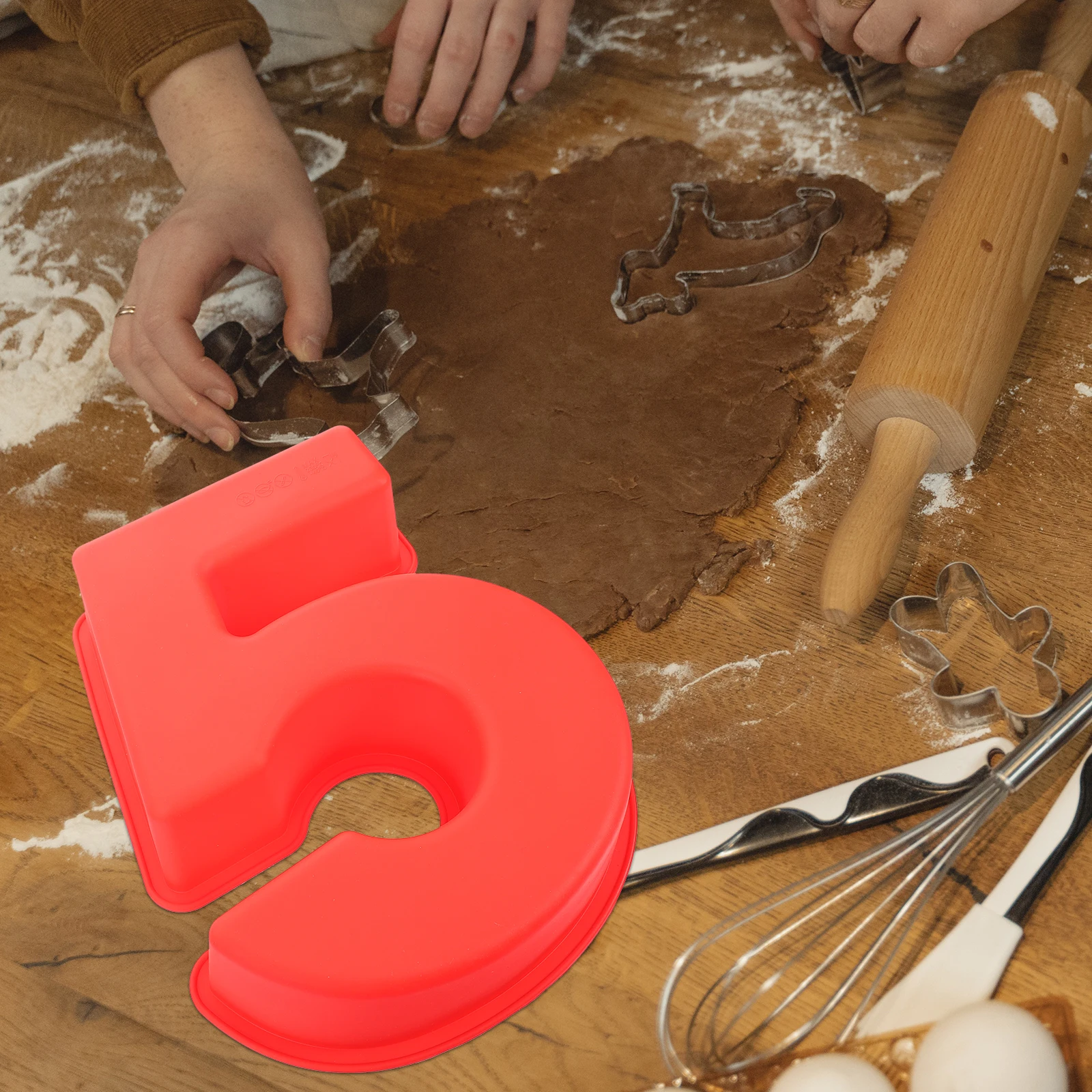 

Red Birthday Cake Mold Pan Silicone Number 5 Kids Baking Tool Nonstick Kitchenware Oven Safe Easy Clean Dessert Maker