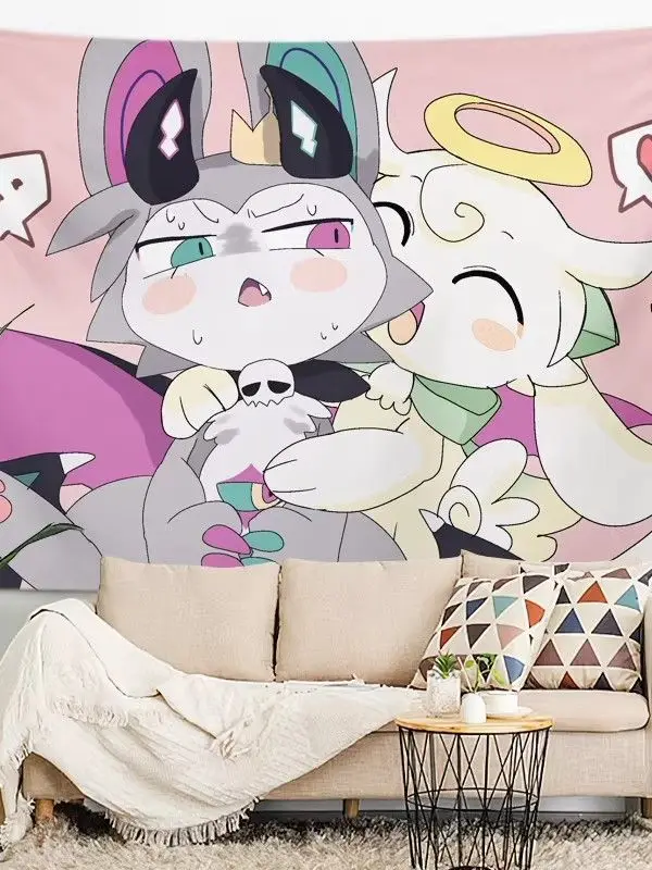 Devil's Link Derby Lun Game Peripheral Tapestry, Furry Anime Wall Hanging Backdrop Cloth for Bedroom Wall Decor
