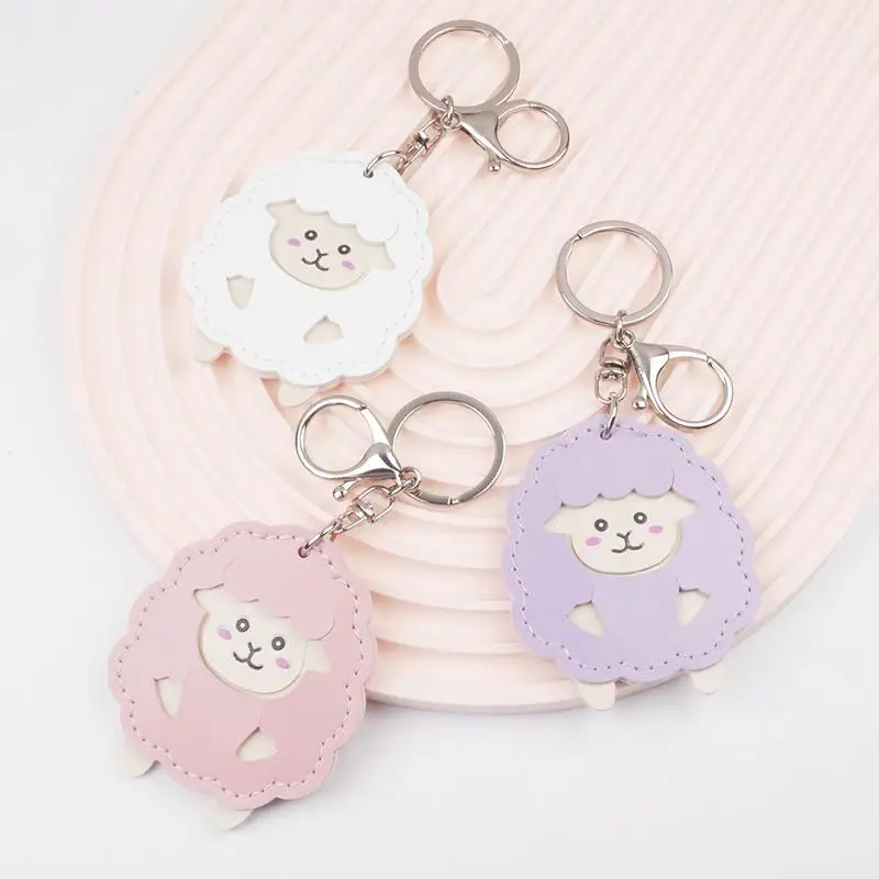 Cute Cartoon Sheep PU Leather Keychain Multi Color Options Lightweight Durable For Bag Decor Daily Use Gifts For Kids Friends