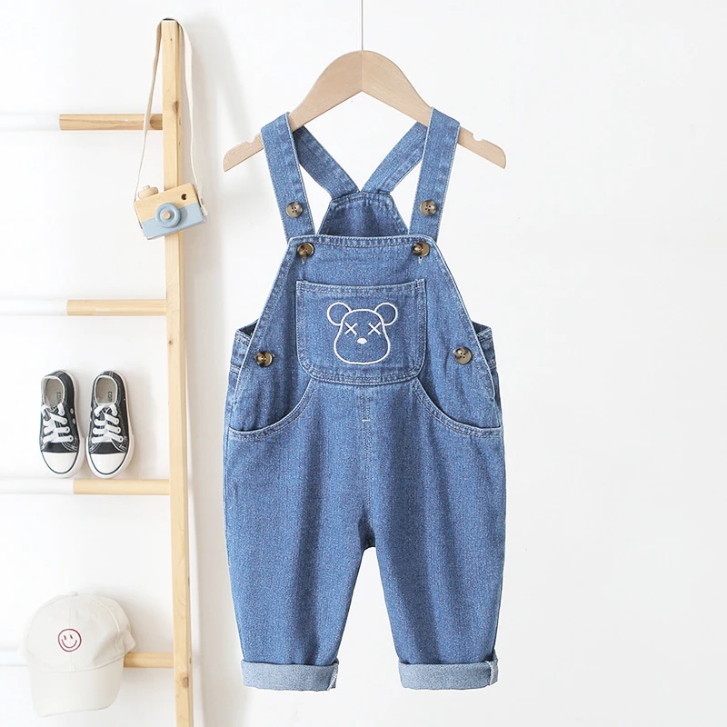 DIIMUU Toddler Baby Clothing Kids Boys Overalls Girls Wear Denim Pants Casual Dungarees Long Trousers Fashion Rompers 1-4T