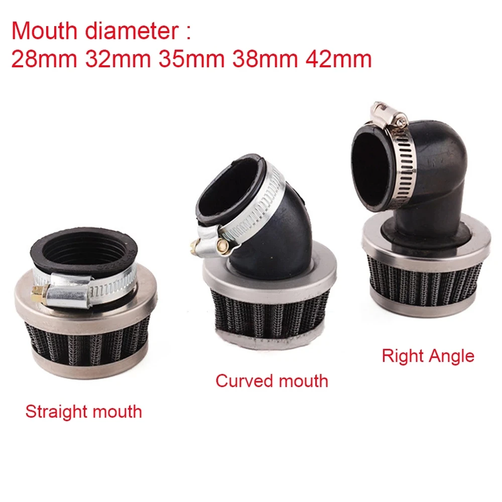 Motorcycle Air Filters 28mm 32mm 35mm 38mm 42mm Universal ATV Scooter Pit Dirt Bike Stright Curved Right Mini Air Filter Cleaner